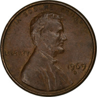 États-Unis, Cent, Lincoln Cent, 1969, U.S. Mint, Laiton, TB+, KM:201 - 1959-…: Lincoln, Memorial Reverse