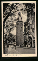 AK Halle A. S., Leipziger Turm Mit Geschäft  - Other & Unclassified