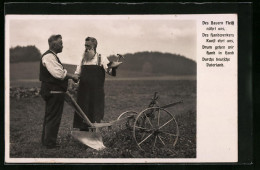 AK Landwirte Mit Rustikalem Pflug  - Sonstige & Ohne Zuordnung