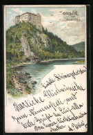 Lithographie Orlik Nad Vltavou, Schloss über Dem Fluss  - Tchéquie