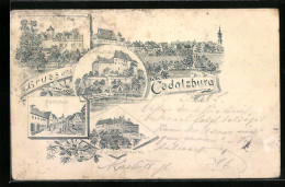 Künstler-AK Cadolzburg, Marktplatz, Schloss, Ortsansicht  - Sonstige & Ohne Zuordnung