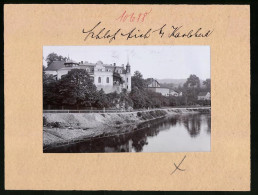 Fotografie Brück & Sohn Meissen, Ansicht Karlsbad, Uferpromenade Am Schloss Aich  - Plaatsen
