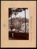 Fotografie Brück & Sohn Meissen, Ansicht Wolkenstein I. Erz., Warenhandlung Max Dietrich Mit Blick Zum Schloss  - Lieux