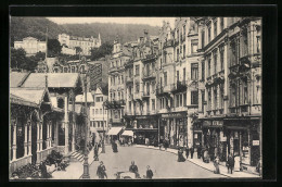 AK Karlsbad, Marktplatz Mit Geschäftsfronten  - Tsjechië