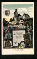AK Neuburg A. D., 40 Jährige Erinnerungsfeier Ehemal. Fünfzehner 2.-4.7.1910, Soldaten In Uniform Vorm Schloss  - Regimente