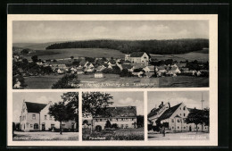 AK Bergen Bei Neuburg A. D., Brauerei Böhm, Bäckerei Scheuermayr, Forsthaus  - Jacht