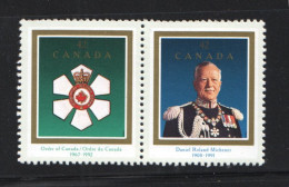 1992 Governor General Michenor, Order Of Canada Medal Se-tenant Pair Sc 1447a MNH - Nuevos