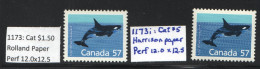 1988   Killer Whale 57¢ Definitive 2 Different Papers  Sc 1173, 1173i   MNH - Nuovi