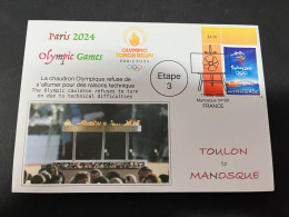 12-5-2024 (4 Z 47A) Paris Olympic Games 2024 - Torch Relay (Etape 3) In Manosqe (11-5-2024) With OLYMPIC Stamp - Summer 2024: Paris