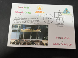 12-5-2024 (4 Z 47A) Paris Olympic Games 2024 - Torch Relay (Etape 3) In Manosqe (11-5-2024) With Triangle Stamp - Sommer 2024: Paris