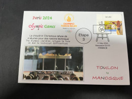 12-5-2024 (4 Z 47A) Paris Olympic Games 2024 - Torch Relay (Etape 3) In Manosqe (11-5-2024) With OZ Stamp - Estate 2024 : Parigi