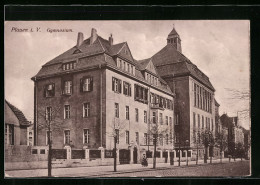 AK Plauen I. V., Gymnasium Mit Strassenpartie  - Plauen