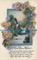 R090952 Greetings. A New Year Wish. Watermills. W. And K. London. 1919 - Andere & Zonder Classificatie