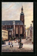 Künstler-AK Charles F. Flower: Saarbrücken, Partie An Der Schlosskirche  - Other & Unclassified