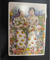 12-5-2024 (4 Z 48) China (posted To Australia 2024) Art - Women With Flowers - Bloemen