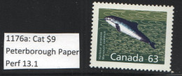 1989   Harbour Porpoise 63¢  Definitive  Peterborough Paper, Perf 13.1 Sc 1176a MNH - Unused Stamps