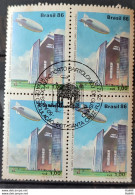 C 1541 Brazil Stamp 50 Years Airport Bartolomeu De Gusmao Balloon Hangar 1986 Block Of 4 CBC RJ - Ungebraucht