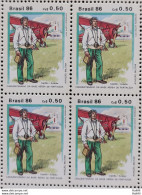 C 1540 Brazil Stamp Airplane Aeronautical Military Costumes And Uniforms 1986 Block Of 4 - Unused Stamps