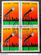 C 1521 Brazil Stamp Radiodifusion Communication Microphone 1986 Block Of 4 CBC RJ 1 - Ungebraucht