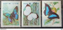 C 1512 Brazil Stamp Butterfly Insects 1986 Complete Series 2 - Neufs