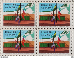 C 1508 Brazil Stamp Antarctic Station Commander Ferraz Flag 1986 Block Of 4 - Nuovi