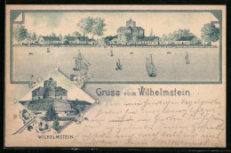 Lithographie Wilhelmstein, Uferpartie Mit Segelbooten, Festung Wilhelmstein  - Sonstige & Ohne Zuordnung