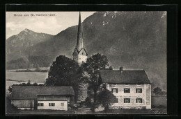 AK Ruhpolding, Pfarrhauser Kirche St. Valentin-Zell  - Ruhpolding