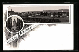 Lithographie Memmingen, Kempterthor, Totalansicht Aus Der Ferne  - Memmingen