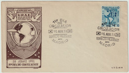 ESPAGNE / ESPAÑA - 1951 (16 Abril) Ed.1091 Sobre Carta Primer Día CONGRESO DE LA UNION POSTAL DE LAS AMERICAS Y ESPAÑA - Covers & Documents
