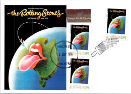 12-5-2024 (4 Z 48) Australia Music Maxicard - Rolling Stones - Unusual ! + Additional Pair Matching Stamps & Postmark - Cartes-Maximum (CM)