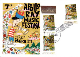 12-5-2024 (4 Z 48) Australia Music Maxicard - Apollo Bay Fes. - Unusual ! + Additional Pair Matching Stamps & Postmark - Cartas Máxima