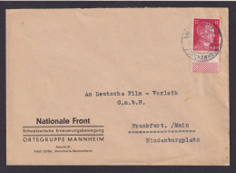 Deutsches Reich Mannheim Nationale Front Ortsgruppe Brief Frankfurt Main EF - Cartas & Documentos