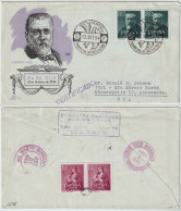 ESPAGNE / ESPAÑA - 1954 Pareja Ed.1142 80c Marcelino Menendez Y Pelayo Sobre Carta Primer Dia Certificado A Los EE.UU. - Storia Postale