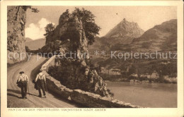 12018466 Weesen SG Partie An Der Poststrasse Nach Amden Walensee Kupfertiefdruck - Sonstige & Ohne Zuordnung