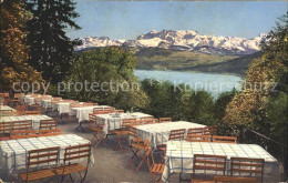 12012666 Zuerichsee Restaurant Terrasse Halbinsel Au Alpenpanorama Zuerich - Sonstige & Ohne Zuordnung