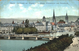 12012606 Zuerich Quaibruecke Hauptpost Stadthaus Fraumuenster Peterskirche Zueri - Sonstige & Ohne Zuordnung