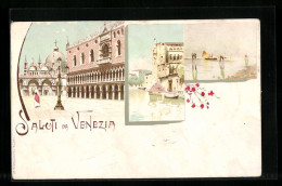 Lithographie Venezia, Drei Ansichten Aus Der Stadt  - Venezia