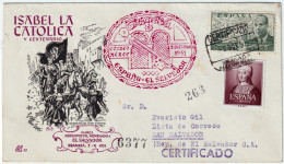 ESPAGNE / ESPAÑA - 1951 Ed.1094 (con Ed.945) Carta Correo Aéreo Granada A El Salvador / V Centenario Isabel La Catolica - Cartas & Documentos