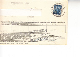 ITALIA  1949 - Ricevuta TIMO (telefonia) - 1946-60: Marcophilia