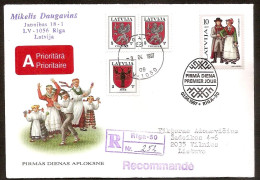 LATVIA 1997●Costumes●Mi451 R-Cover Sent To Lithuania - Disfraces