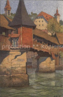 11913596 Luzern LU Holzbruecke Totentanzbruecke Kuenstlerkarte Luzern - Andere & Zonder Classificatie