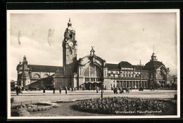 AK Wiesbaden, Blick Von Den Anlagen Zum Hauptbahnhof  - Wiesbaden