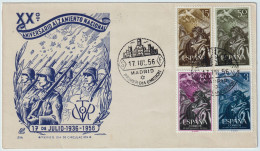 ESPAGNE / ESPAÑA - 1956 Ed.1187/90 XX. Aniversario Del Alzamiento Nacional Sobre Carta Primer Dia - Storia Postale