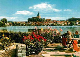 72912416 Moelln Lauenburg Blick Vom Paradies Am See Restaurant Terrasse Kirche M - Mölln