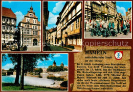 72910748 Hameln Weser Altstadt Fachwerkhaus Partie Am Fluss Wehr Rattenfaenger S - Other & Unclassified