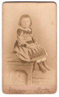 Fotografie W. E. Hoffmann, Dresden, König Johann-Strasse, Kleines Mädchen Im Modischen Kleid  - Anonyme Personen