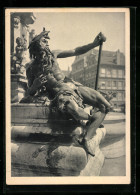 AK Augsburg, Der Lech, Figur Am Augustusbrunnen  - Augsburg