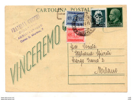 C.P. Cent. 15 "Vinceremo" Con Complementare Cent. 15 "Imperiale" - Nuovi