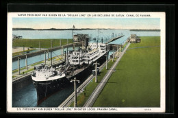 AK Handelsschiff, SS President Van Buren Dollar Line In Gatun Locks, Panama Canal  - Commercio