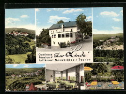 AK Neuweilnau, Gasthaus-Pension Zur Linde, Ortsansicht, Innenansicht  - Autres & Non Classés